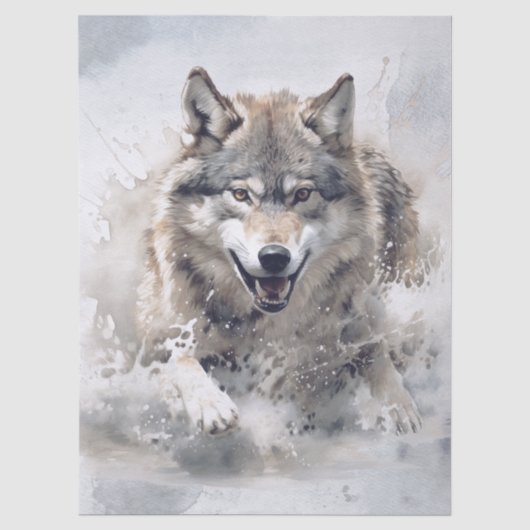 Papier Mousseline Aquarelle de loup (Recto)