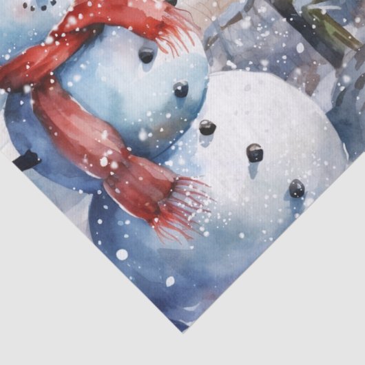 Papier Mousseline Aquarelle de neige Noël d'hiver (Détail)