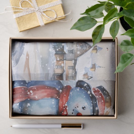 Papier Mousseline Aquarelle de neige Noël d'hiver (Cadeau)