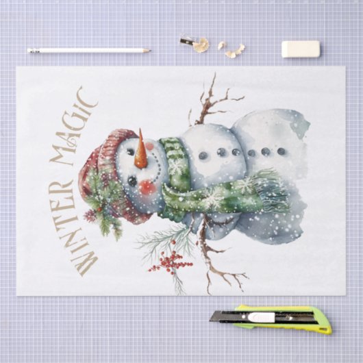 Papier Mousseline Aquarelle de neige Noël d'hiver (Artisanat)