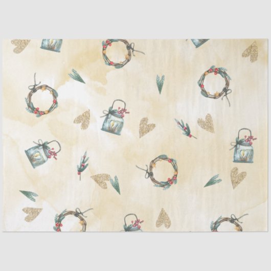 Papier Mousseline Aquarelle de Noël GoldI Design 9 (Recto)