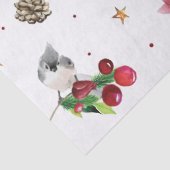 Papier Mousseline Aquarelle de Noël Motif d'oiseaux d'hiver (Détail)