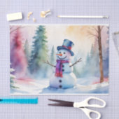 Papier Mousseline Aquarelle de Noël Snowman et forêt d'hiver (Artisanat)