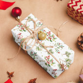 Papier Mousseline Aquarelle de Noël Vert Rouge Holly