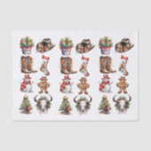 Papier Mousseline Aquarelle de Noël Western Cowboy (Recto)