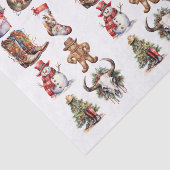 Papier Mousseline Aquarelle de Noël Western Cowboy (Détail)