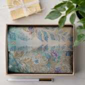 Papier Mousseline Aquarelle de paisley à fleurs de paon (Cadeau)