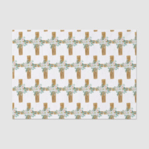 Papier Mousseline Aquarelle de Pâques Croix florale
