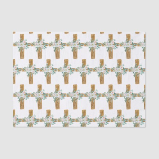 Papier Mousseline Aquarelle de Pâques Croix florale (Recto)