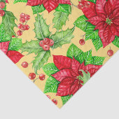 Papier Mousseline Aquarelle de Poinsettia et de baies sèches (Détail)