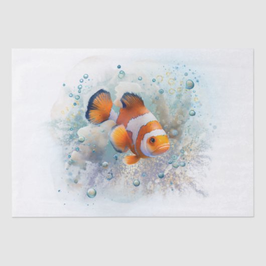 Papier Mousseline Aquarelle de poisson clown tropical (Recto)