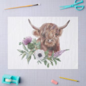 Papier Mousseline Aquarelle de vache à hautes terres florales (Artisanat)