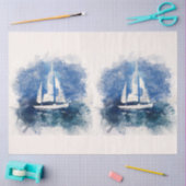 Papier Mousseline Aquarelle de voilier 20x30 Découpage (Artisanat)
