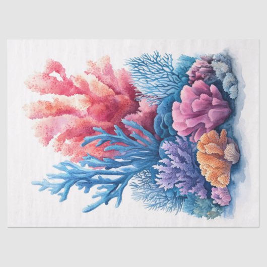 Papier Mousseline Aquarelle Découpage Art Coral Reef (Recto)