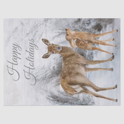 Papier Mousseline Aquarelle Deer Doe Fawn (Recto)