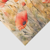 Papier Mousseline Aquarelle délicate Gras Orange Poppy Blooms (Détail)