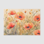 Papier Mousseline Aquarelle délicate Gras Orange Poppy Blooms (Recto)