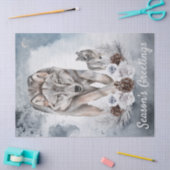 Papier Mousseline Aquarelle des loups Noël d'hiver (Artisanat)