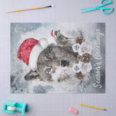 Papier Mousseline Aquarelle des loups Papier Tissu de Noël hiver (Artisanat)