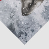 Papier Mousseline Aquarelle des loups Papier Tissu de Noël hiver (Détail)