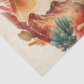 Papier Mousseline Aquarelle Désert Cactus et Montagnes (Détail)