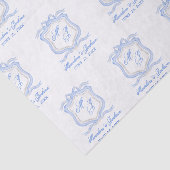 Papier Mousseline Aquarelle Designer Blue Monogram Crest (Détail)