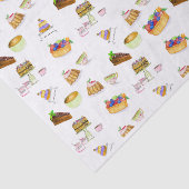 Papier Mousseline Aquarelle Desserts Français Avec Cafés (Détail)