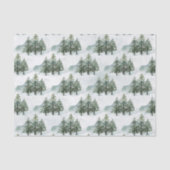 Papier Mousseline Aquarelle d'hiver de la forêt de pins rustiques (Recto)