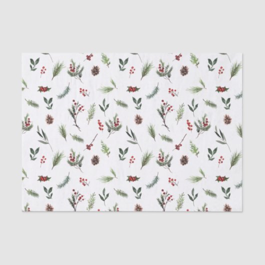 Papier Mousseline Aquarelle d'hiver rouge simple et chaude Noël (Recto)