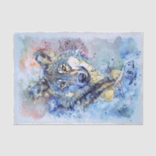 Papier Mousseline Aquarelle d'hiver Wolf Grey Hunter