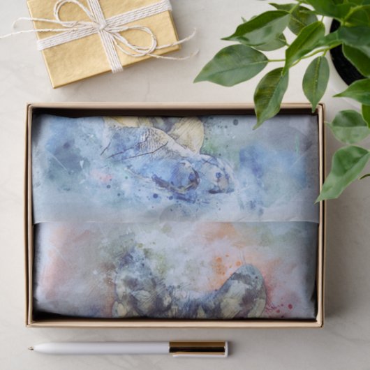 Papier Mousseline Aquarelle d'hiver Wolf Grey Hunter (Cadeau)