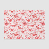 Papier Mousseline Aquarelle d'oiseaux rouge (Recto)