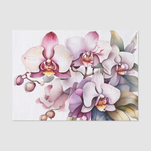 Papier Mousseline Aquarelle douce florale de l'orchidée (Recto)