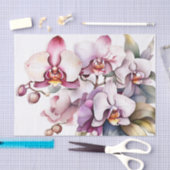 Papier Mousseline Aquarelle douce florale de l'orchidée (Artisanat)