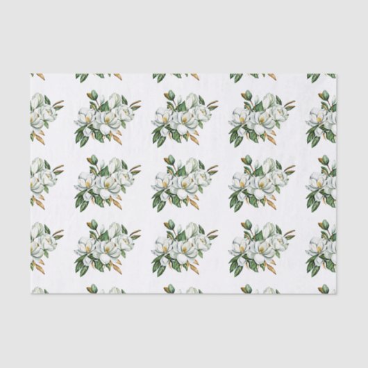 Papier Mousseline Aquarelle douce Magnolia Motif bleu (Recto)