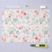 Papier Mousseline Aquarelle douce rose pâle Fleurs Botaniques (Artisanat)