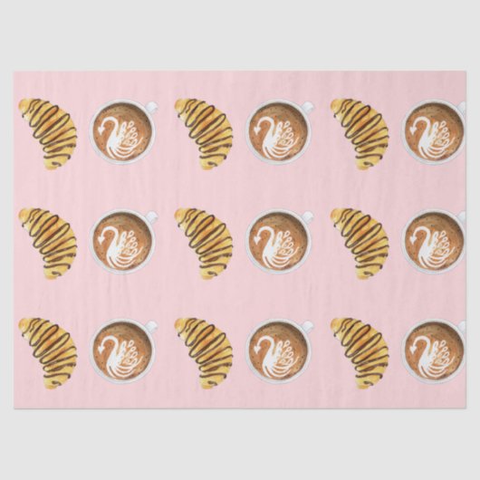 Papier Mousseline Aquarelle du Croissant Latte Et Chocolat (Recto)