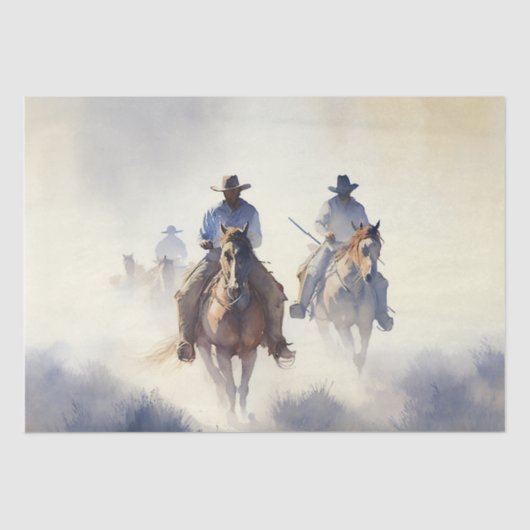 Papier Mousseline Aquarelle Dusty Western "Posse - The Chase" (Recto)