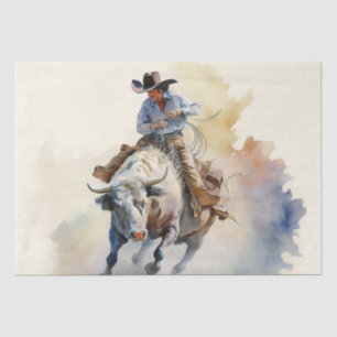 Papier Mousseline Aquarelle Dusty Western "Rodeo Bull Rider"