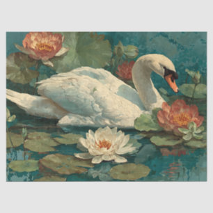 Papier Mousseline Aquarelle Élégance romantique "Cygne du lac" Décou