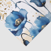 Papier Mousseline Aquarelle Elegant Blue Poppies (Détail)