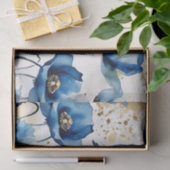 Papier Mousseline Aquarelle Elegant Blue Poppies (Cadeau)