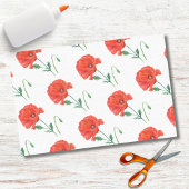 Papier Mousseline Aquarelle Elegant Pavot Orange