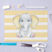 Papier Mousseline Aquarelle Elephant Avec Baby shower Jaune (Artisanat)