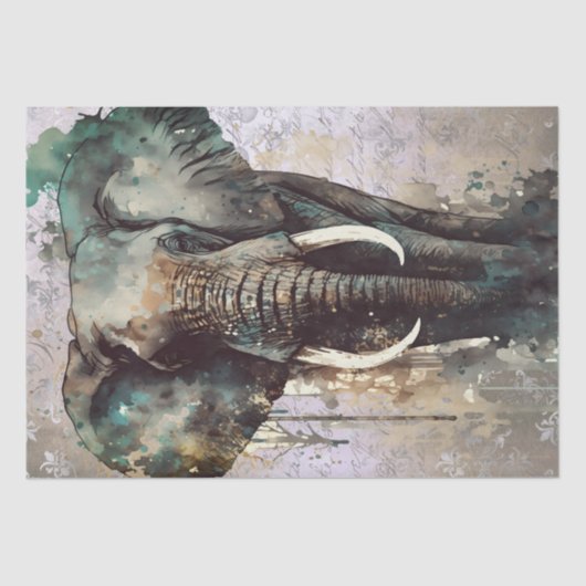 Papier Mousseline Aquarelle éléphante (Recto)