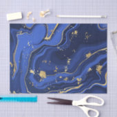 Papier Mousseline Aquarelle en marbre bleu d'Indigo (Artisanat)