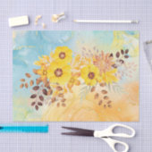 Papier Mousseline Aquarelle en marbre bleu jaune Découpage Ti (Artisanat)