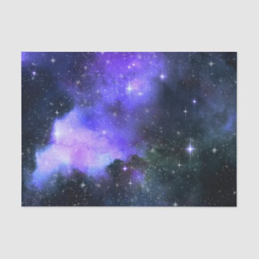 Papier Mousseline Aquarelle Espace Galaxie Étoiles violet (Recto)