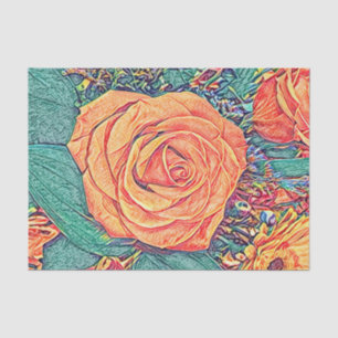 Papier Mousseline Aquarelle et crayon Rose Peachy