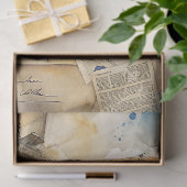 Papier Mousseline Aquarelle été voyage bleu rétro avion (Cadeau)